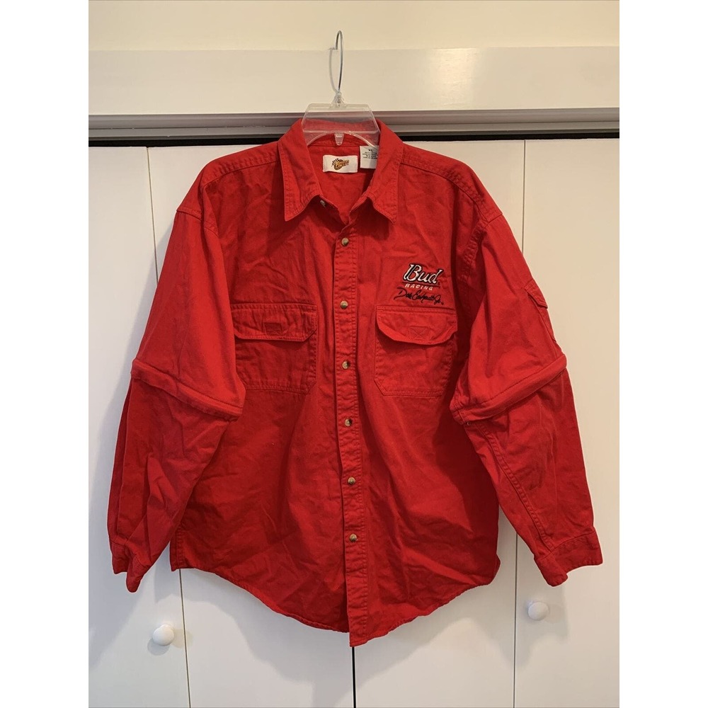 Winners Circle Dale‎ Earnhardt Jr Button Up Shirt Bud #8 Mens XL ZIP OFF SLEEVES